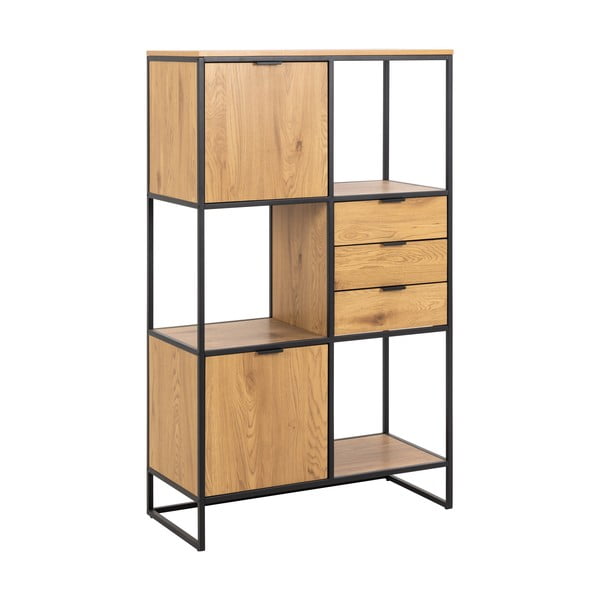 Crna polica za knjige u dekoru hrasta 85x141 cm Swindon - Actona-image-2