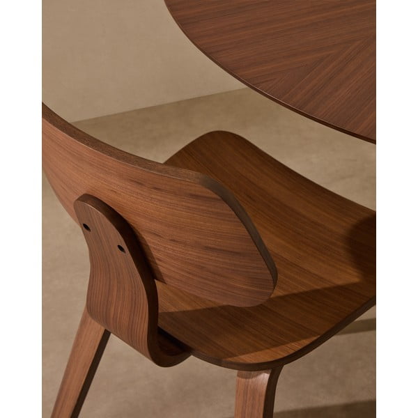 Tamno smeđa blagovaonska stolica u dekoru oraha Gena – Kave Home-image-2