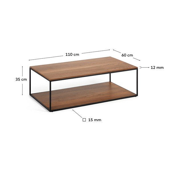 Stolić za kavu s pločom stola u dekoru oraha u tamnoj prirodnoj boji 60x110 cm Yoana – Kave Home-image-3