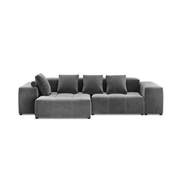 Siva baršunasta kutna garnitura (varijabilna) Rome Velvet - Cosmopolitan Design