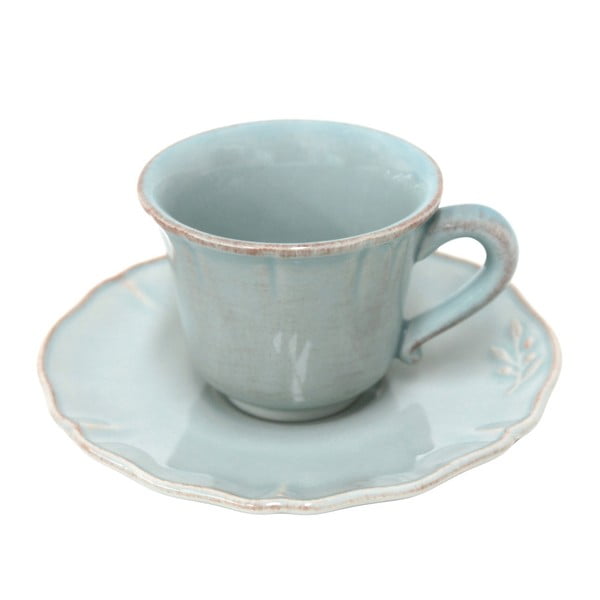 Šalica za čaj od tirkizne keramike s tanjurićem Costa Nova Alentejo, 90 ml