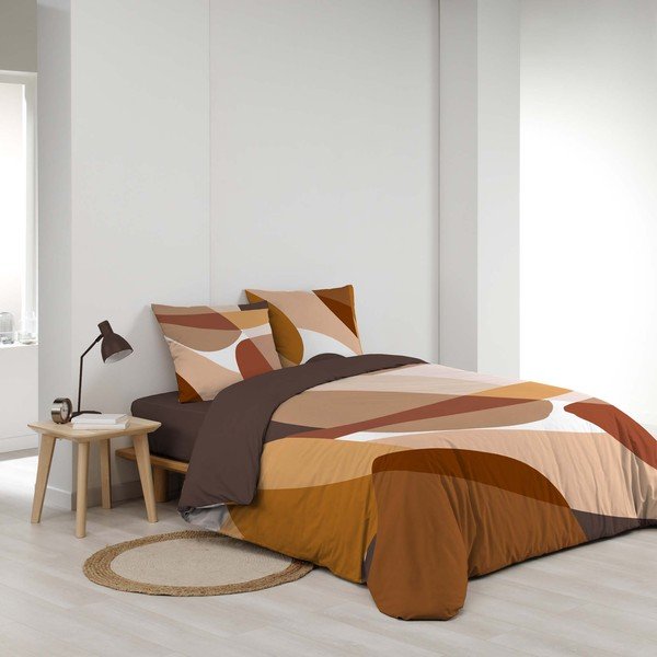 Smeđa 3-dijelna pamučna posteljina za bračni krevet 200x200 cm Boogie – douceur d'intérieur-image-2