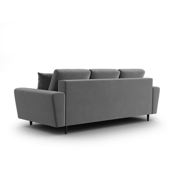 Svijetlo siva baršunasti sklopiva/s prostorom za odlaganje sofa 235 cm Kyoto – Cosmopolitan Design-image-3