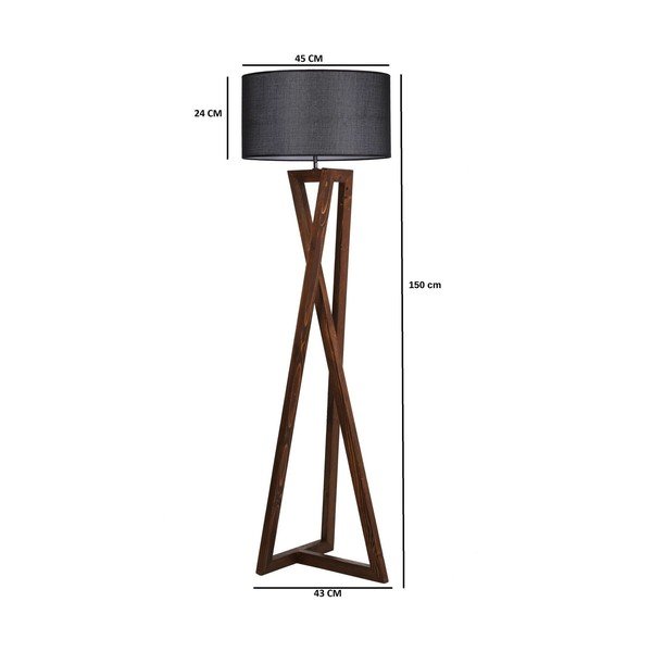 Crna/smeđa stojeća svjetiljka s tekstilnim sjenilom (visina 149 cm) Maçka – Opviq lights-image-3
