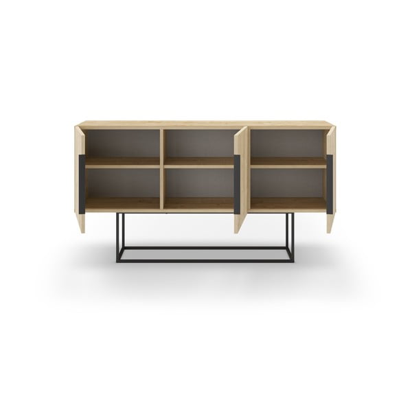 Niska komoda u dekoru hrasta u prirodnoj boji 150x80 cm Titan – Marckeric-image-2