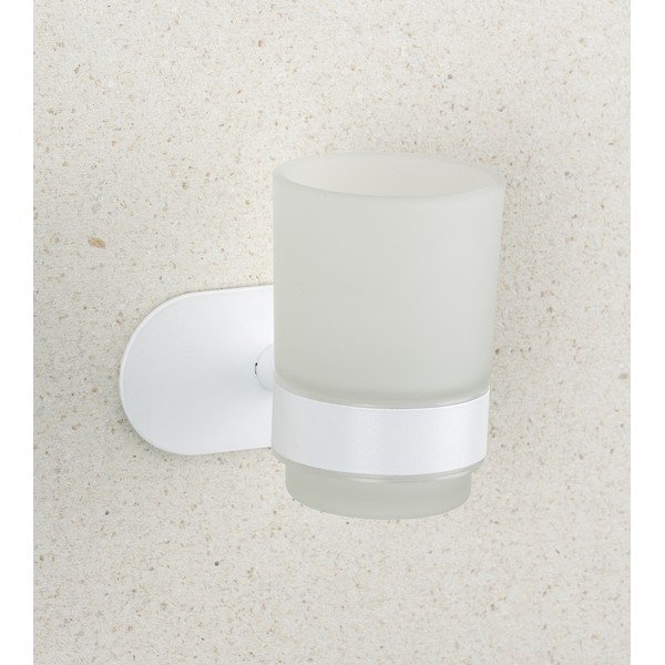 Bijela staklena samoljepljiva čaša za četkice za zube Orea – Wenko-image-1