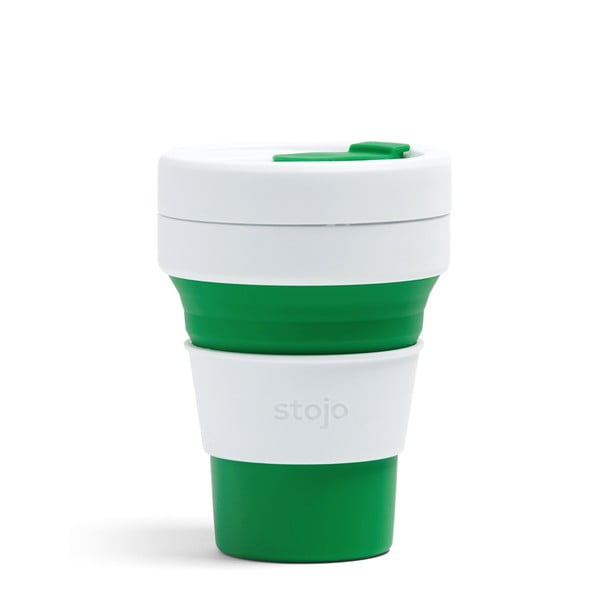Bijelo-zelena putna šalica Stojo Pocket Cup, 355 ml
