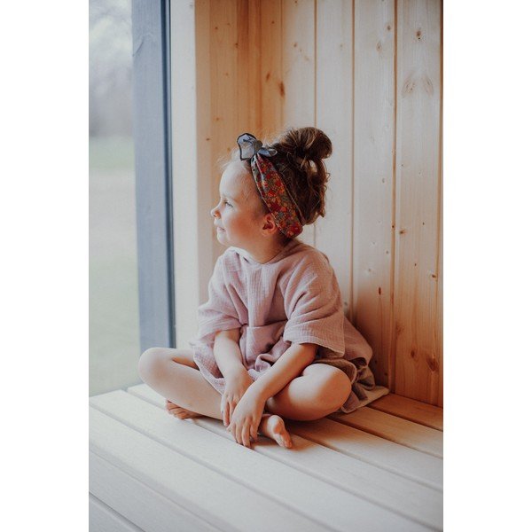 Dječji pončo od ružičastog muslina veličina M - Malomi Kids-image-4