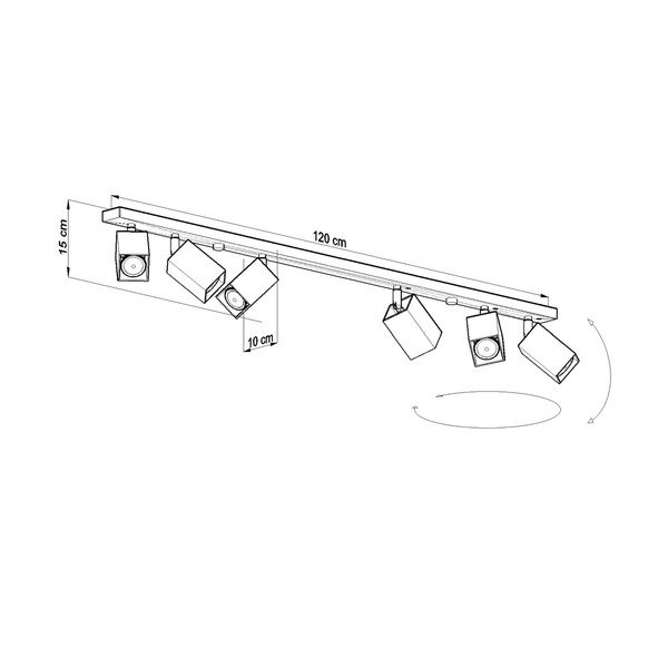 Crna stropna svjetiljka Sollux Toscana 6L-image-3