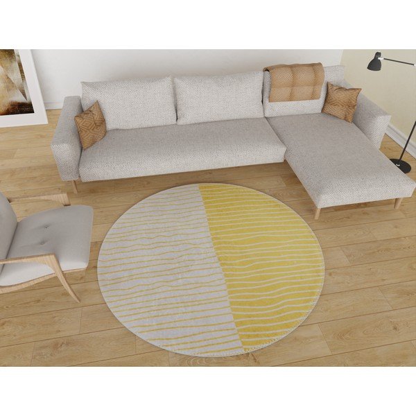 Žuti /krem perivi okrugli tepih ø 80 cm Yuvarlak – Vitaus-image-1