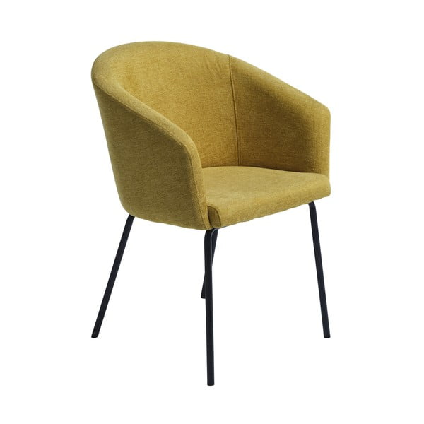 Senf žuta podstavljena blagovaonska stolica s naslonima za ruke Easton – Unique Furniture