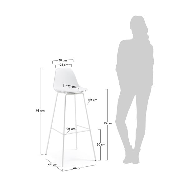 Bijela barska stolica od umjetne kože (visine sjedala 75 cm) Brighter – Kave Home-image-4