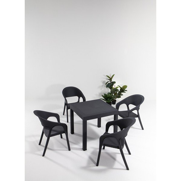 Antracitno sivi vrtni blagovaonski set za 4 osobe Garden – Floriane Garden-image-1