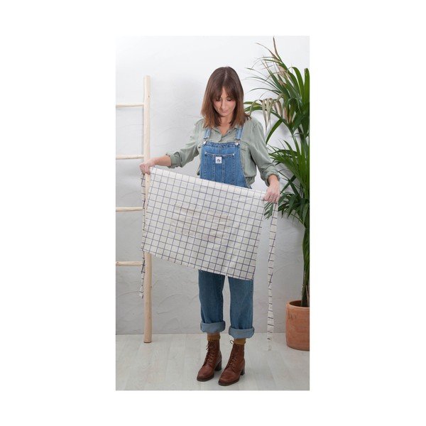 Siva karirana lanena pregača Really Nice Things Delantal Simple Squares-image-1