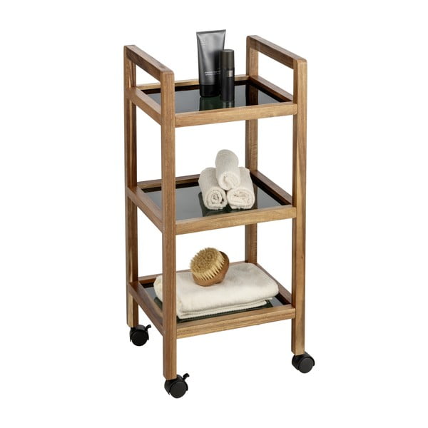 Crna/u prirodnoj boji kupaonska polica od masivnog bagrema 35x76,5 cm Fondi – Wenko-image-3