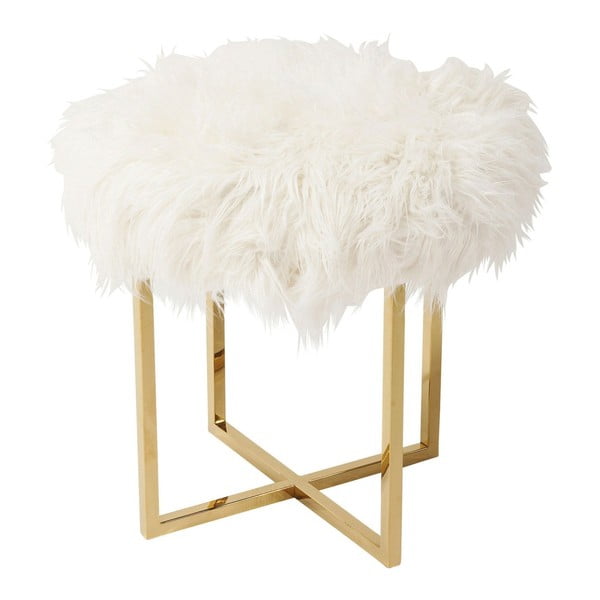 Bijela stolica s detaljima u zlatnoj boji Kare Design Mr Fluffy