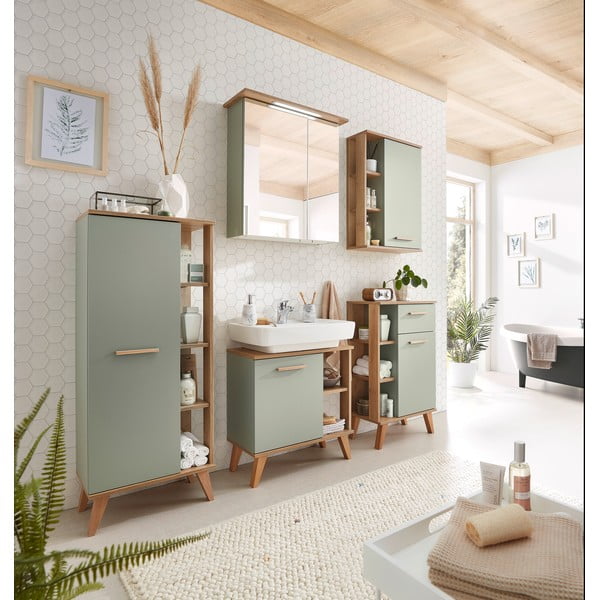 Zeleni viseći kupaonski ormarić u dekoru hrasta 51x75 cm Set 963 - Pelipal-image-4