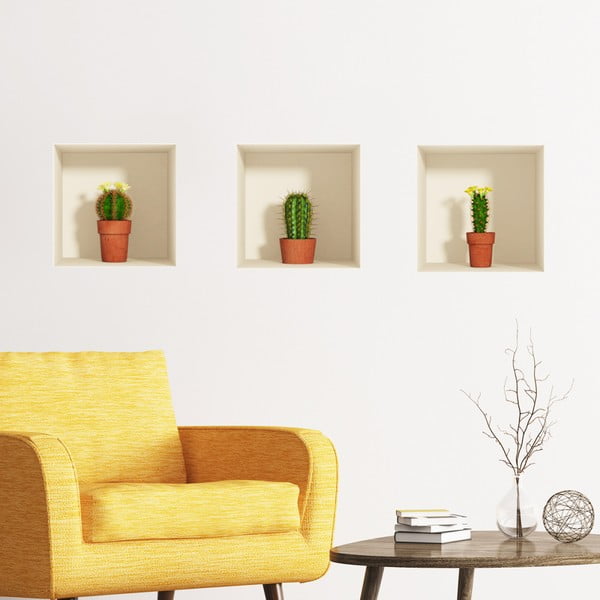 Set od 3 naljepnice s 3D efektom Ambiance Cactus