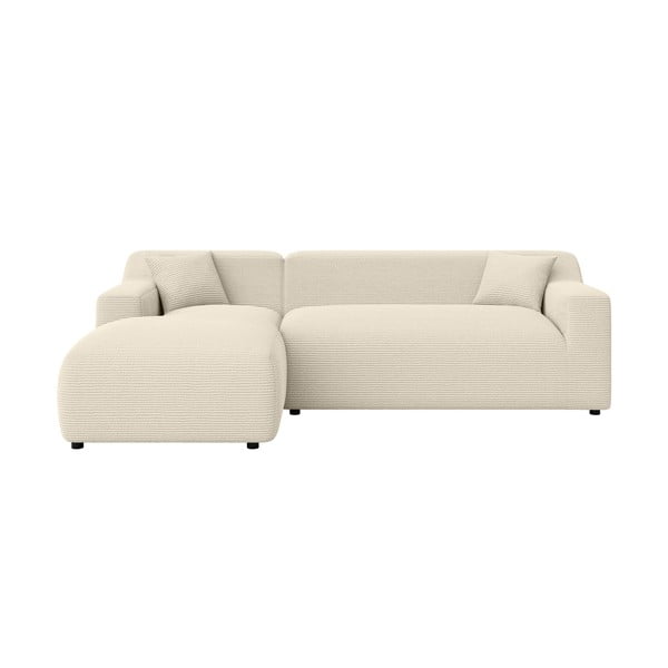 Bež/krem kutna garnitura od samta (s lijevim kutom/s ležaljkom) Martin – Ropez