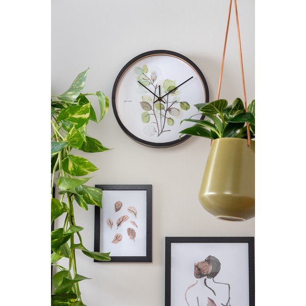 Zeleno bijeli zidni sat u crnom okviru Karlsson Eucalyptus, ø 26 cm-image-1