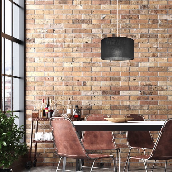 Crna viseća svjetiljka s tekstilnim sjenilom ø 35 cm Vivian – LAMKUR-image-1