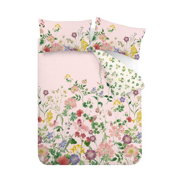 Ružičasta pamučna posteljina za krevet za jednu osobu 135x200 cm Cottage Meadow – RHS-image-2