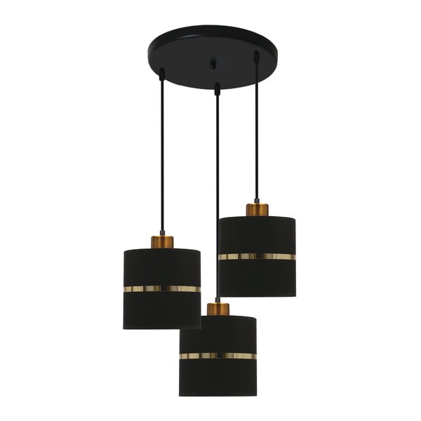 Crna viseća svjetiljka s tekstilnim sjenilom ø 15 cm Assam – Candellux Lighting