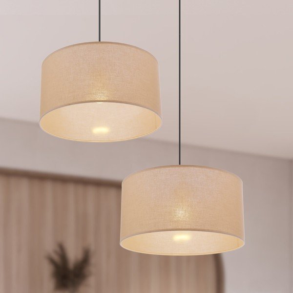 Bež viseća svjetiljka s tekstilnim sjenilom ø 40 cm Shanti – Candellux Lighting-image-2