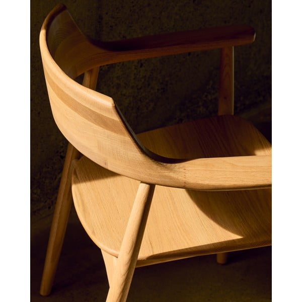 Blagovaonska stolica od punog hrasta u prirodnoj boji Fondes – Kave Home-image-3