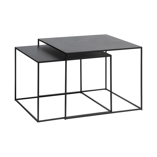 Crni metalni stolići za kavu u setu 2 kom 65x65 cm Pebble – Unique Furniture