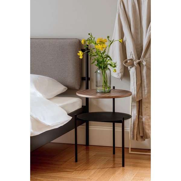 Crni/u tamnoj prirodnoj boji noćni ormarić s pločom stola u dekoru oraha Tu – noo.ma-image-4