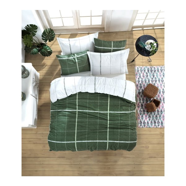 Posteljina s plahtama za pamučni krevet Mijolnir Maya Green, 160 x 220 cm