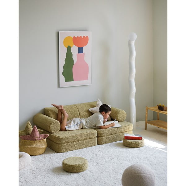 Zeleni dječji kauč od bouclé tkanine 132 cm Settee – Wigiwama-image-3