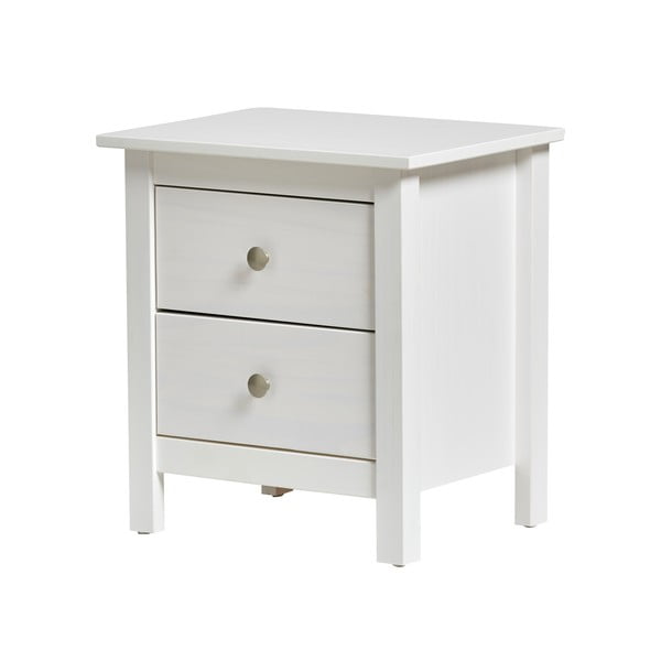 Bijeli noćni ormarić od masivnog borovog drveta s 2 ladice Marckeric Berna-image-2