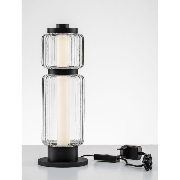 Mat crna staklena LED stolna lampa (visina 39 cm) Liesa – Nova Luce-image-3
