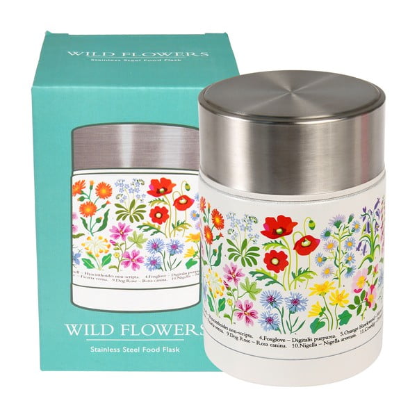 Krem/u srebrnoj boji termosica za hranu/dječja 450 ml Wild Flowers – Rex London-image-2