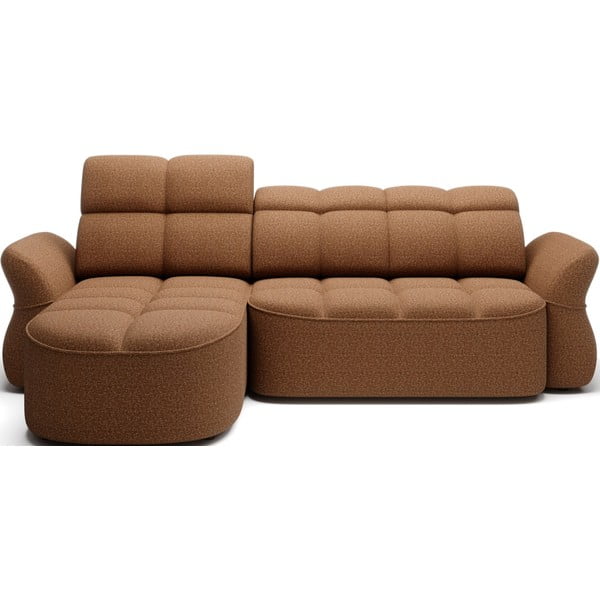 Žuta /smeđa baršunasti sklopiva/s prostorom za odlaganje kutna garnitura (s lijevim kutom/s ležaljkom) Beneth – ELTAP