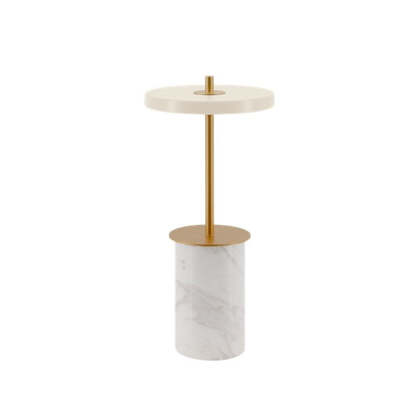 Krem mramorna LED stolna lampa s mogućnosti zatamnjivanja s metalnim sjenilom (visina 25,5 cm) Asteria Move Mini – UMAGE