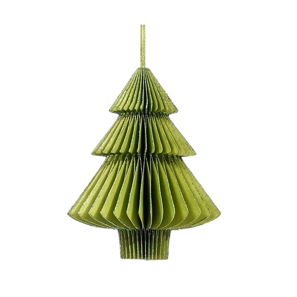 Zelena papirnata božićna dekoracija u obliku božićnog drveta Only Natural, dužina 10 cm