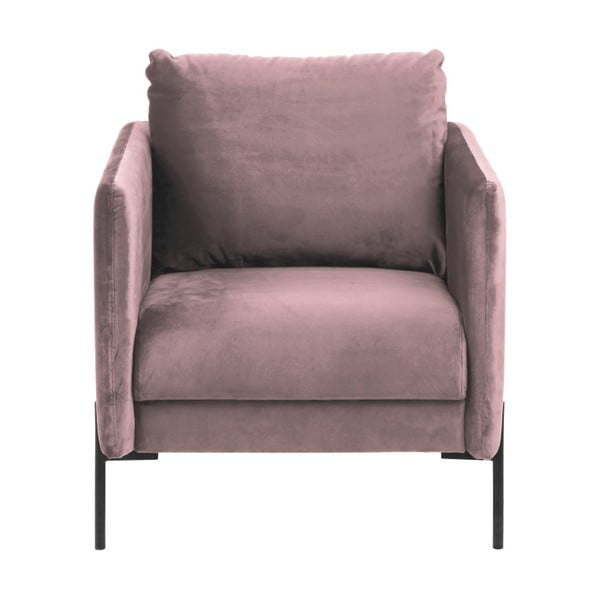 Acton Kingsley puderasto ružičasta baršunasta fotelja