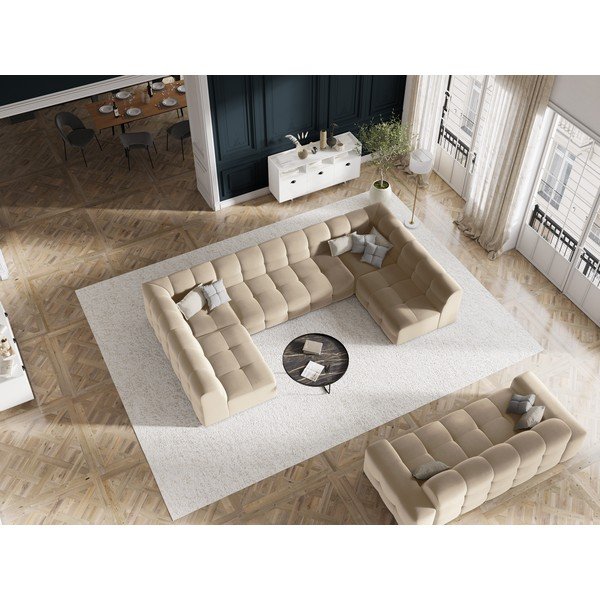 Bež baršunasta sofa 222 cm Kendal - Micadoni Home-image-1