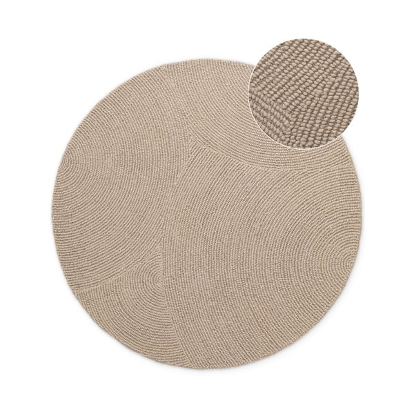 Bež ručno rađen vunen okrugli tepih ø 120 cm Eleni Light Beige – Hanse Home