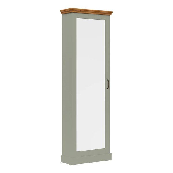 Zeleni/u svijetloj prirodnoj boji ormarić za cipele od masivnog bora s ogledalom 60x180x25 cm Selma – Støraa-image-4