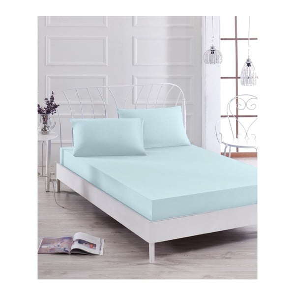 Set svijetloplavih plahti i 2 jastučnice za krevet za jednu osobu Basso Azul, 160 x 200 cm
