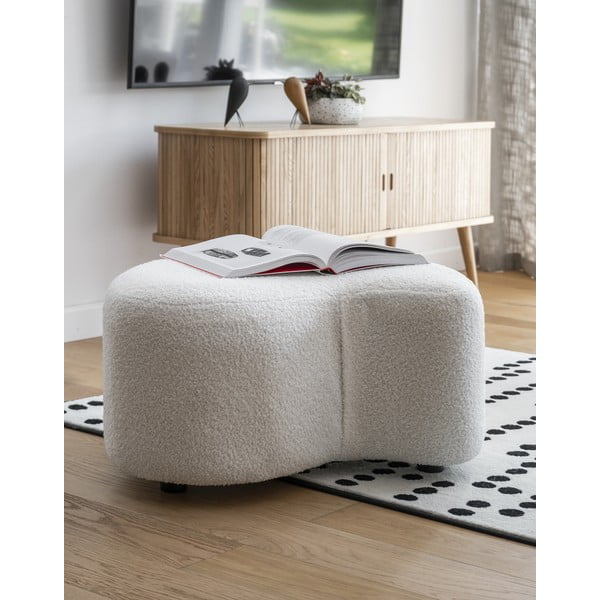 Bijeli tabure od bouclé tkanine Miuf – Miuform-image-1