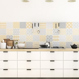 Set od 24 zidnih samoljepljivih naljepnica Ambiance Scandinavian Cement Tile Stickers Jersey, 10 x 10 cm