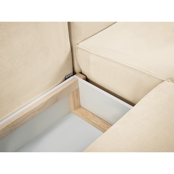Bež baršunasti kauč na razvlačenje "U" oblika Mazzini Sofas Azalea-image-1