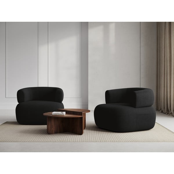 Crna fotelja od bouclé tkanine Jenny – Micadoni Home-image-1