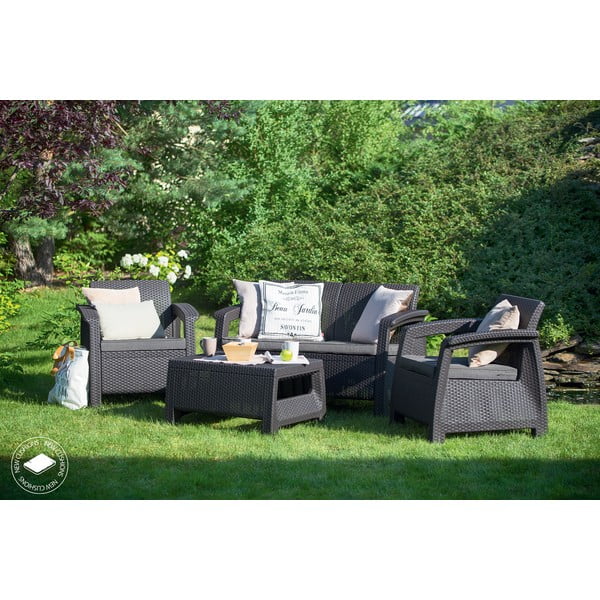 Tamno siva vrtna garnitura za 4 osobe Corfu – Keter-image-1