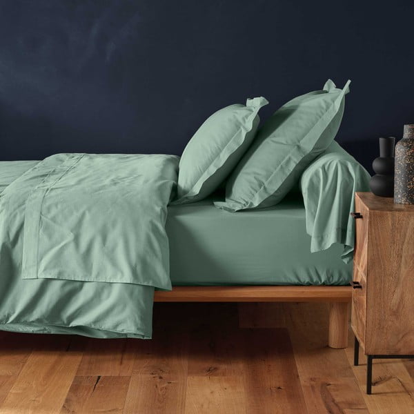 Svijetlo zelena pamučna plahta s gumom 160x200 cm Lina – douceur d'intérieur-image-1